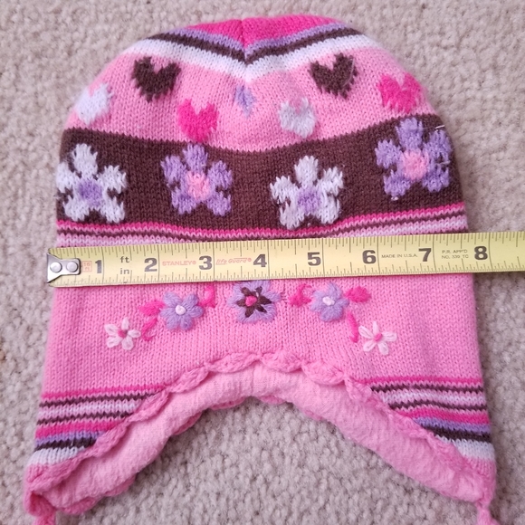 Carter's Girls Pink Striped Chullo Winter Hat - Picture 8 of 10